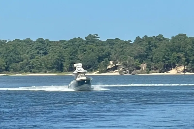 Slide: The Image of 2018 GRADY WHITE 306 CANYON COMING OFF PLANE & INTO HER DOCK & LIFT - 4