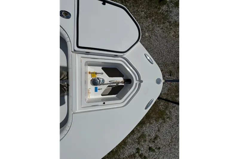 Slide: The Image of Overhead view of 2013 Southport 27 FE boat's anchor compartment. - 49