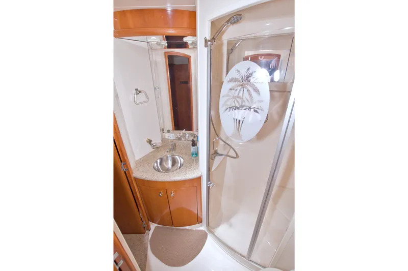 Slide: The Image of Bathroom interior of 2001 Carver 466 Motor Yacht with shower and sink. - 47
