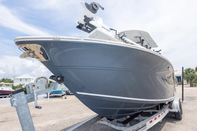 Slide: The Image of 2016 Sea Fox 266 Commander boat on trailer, showcasing sleek design and modern features. - 12