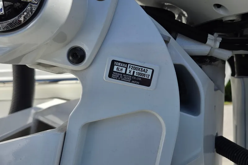 Slide: The Image of Close-up of Yamaha motor label on 2025 World Cat 260 CC-X boat. - 52
