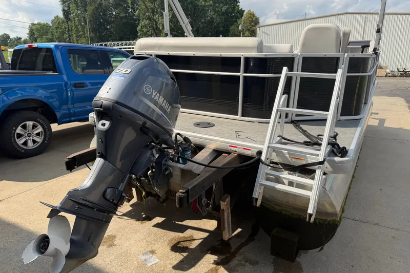 Slide: The Image of 2023 Godfrey Sweetwater 2086 CX pontoon boat with Yamaha outboard motor and ladder. - 4