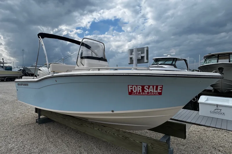 The Image of A 2027 Grady-White Fisherman 180 boat is for sale. It is displayed on a wooden stand. - 0