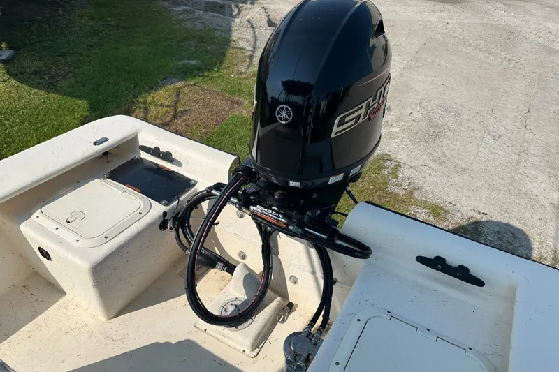 Slide: The Image of 2004 Jones Brothers Bateau 20 boat with Yamaha outboard motor, viewed from above. - 17