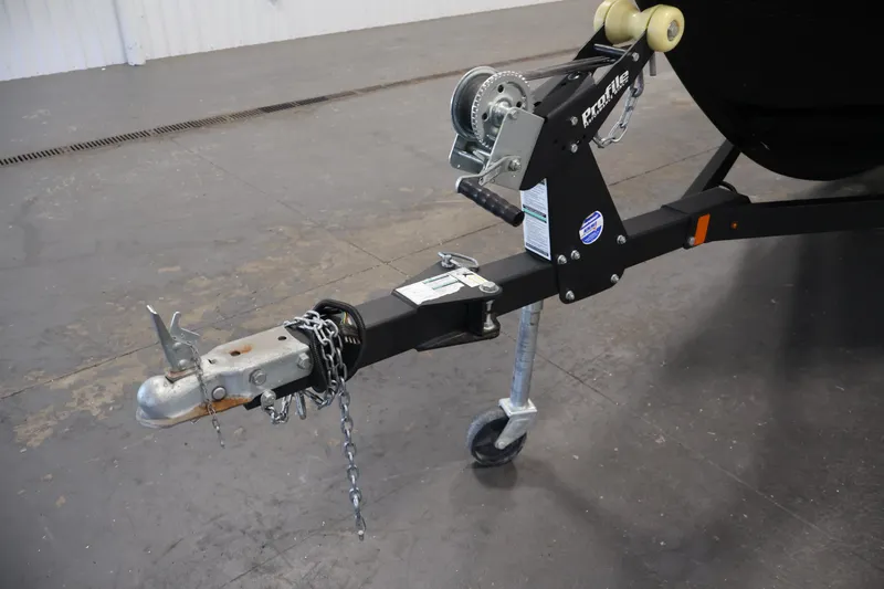 Slide: The Image of Trailer hitch of 2020 Lund 1650 Angler SS boat with winch and safety chains. - 39