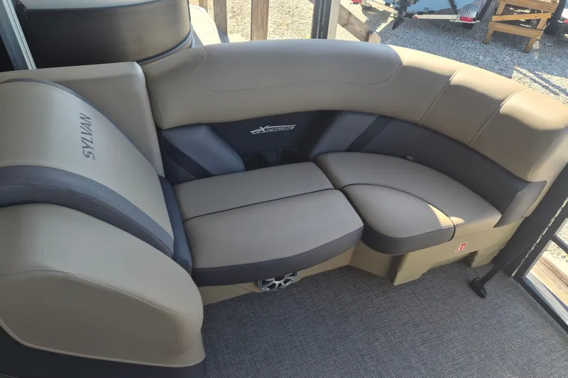 Slide: The Image of Luxurious seating on 2026 Sylvan X3 DLZ DH BAR pontoon boat, featuring elegant design and comfort. - 3