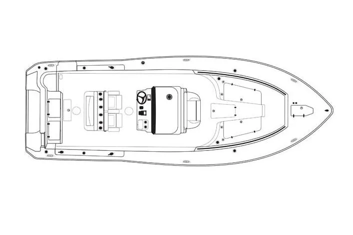Slide: The Image of Manufacturer Provided Image: Diagram of a 2022 Sea Hunt Ultra 275SE boat, showing deck layout with helm and seating. - 16