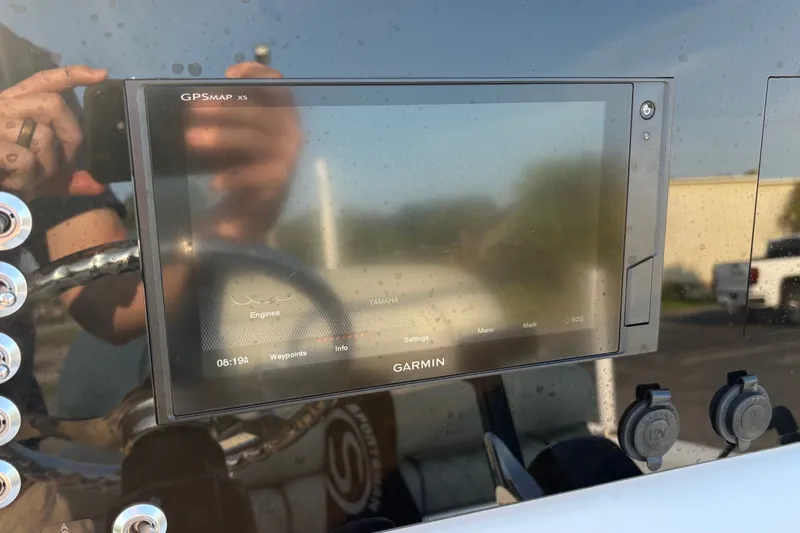 Slide: The Image of Garmin GPSMAP X5 on 2019 Sportsman Masters 227 Bay Boat dashboard. - 15