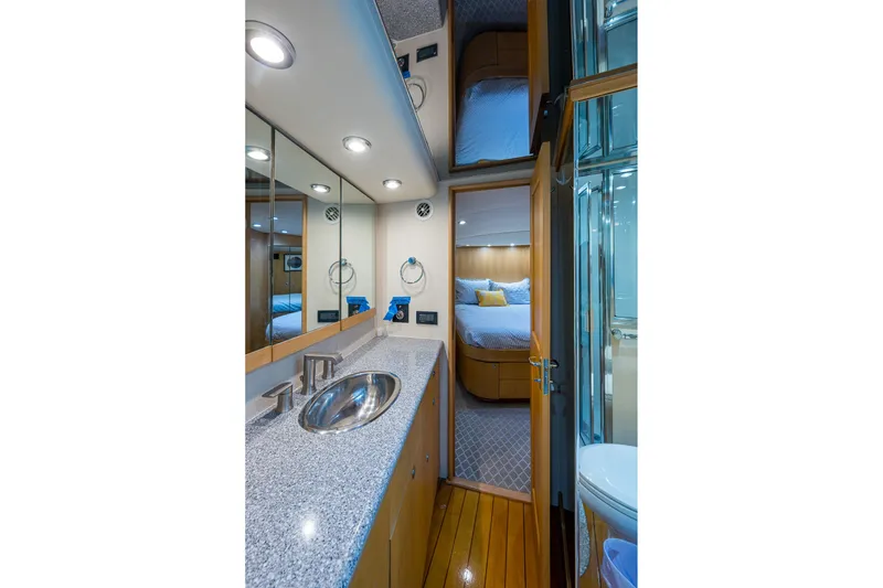 Slide: The Image of Luxurious bathroom and bedroom interior of 1998 Buddy Davis 58 Sportfisherman yacht. - 28