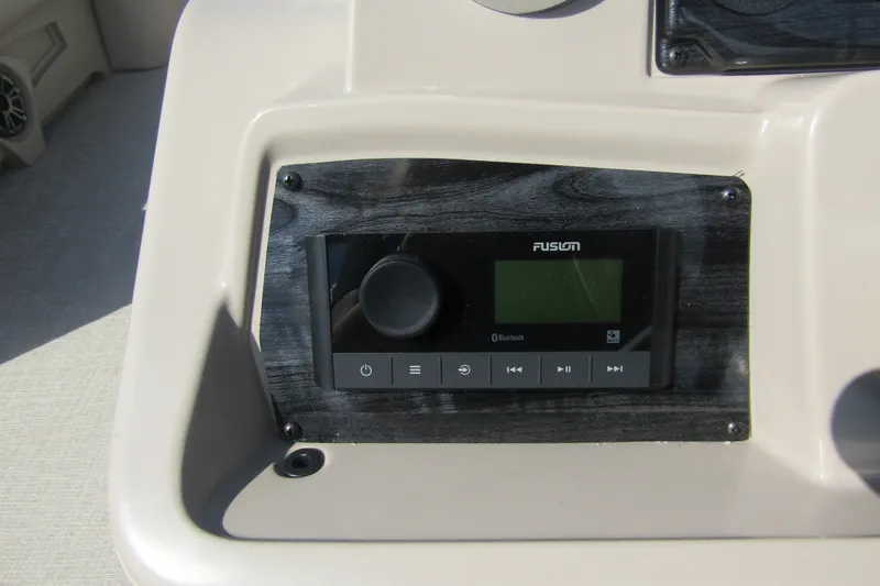 Slide: The Image of Fusion Bluetooth stereo system on 2026 Tahoe Pontoon Sport 85 Rear Fish 21. - 17