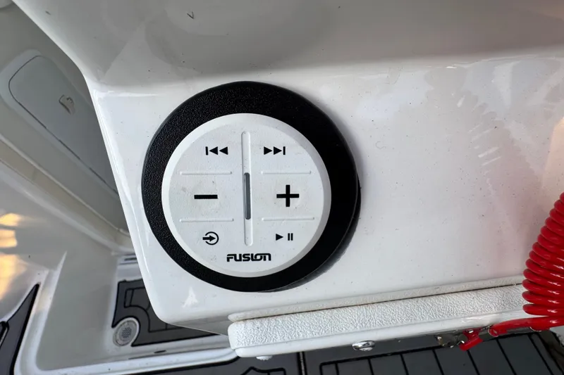 Slide: The Image of Close-up of Fusion audio control panel on 2008 Envision 3600 Legacy ESP boat. - 31