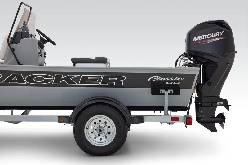 Slide: The Image of Manufacturer Provided Image: 2026 Tracker Bass Tracker Classic CC boat with Mercury outboard motor on trailer. - 37