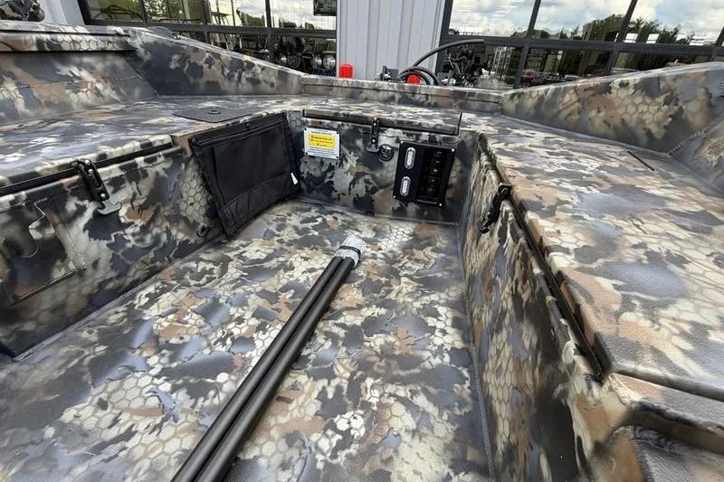 Slide: The Image of Interior of 2027 Excel 1751 Viper F4 boat with camouflage design and equipment. - 5