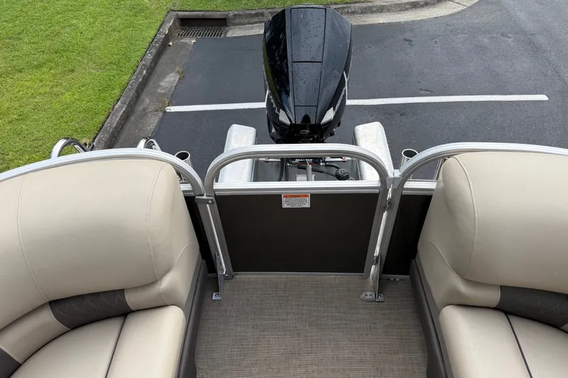 Slide: The Image of 2023 Sun Tracker Party Barge 22 XP3 pontoon boat with comfortable seating and powerful outboard motor. - 21