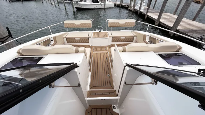 Slide: The Image of Aquila 36 Sport 2021 boat with spacious seating and elegant deck design. - 8