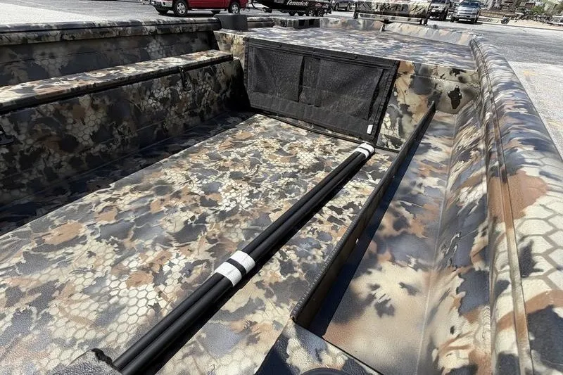 Slide: The Image of 2027 Excel 1754 Shallow Water F4 boat interior with camouflage design. - 9