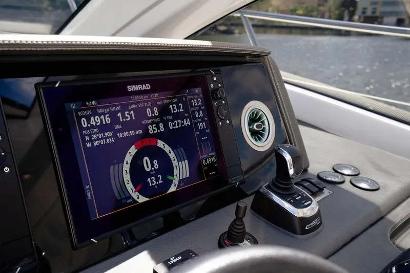 Slide: The Image of Dashboard of 2022 Schaefer 400 Sport yacht with Simrad navigation display. - 41