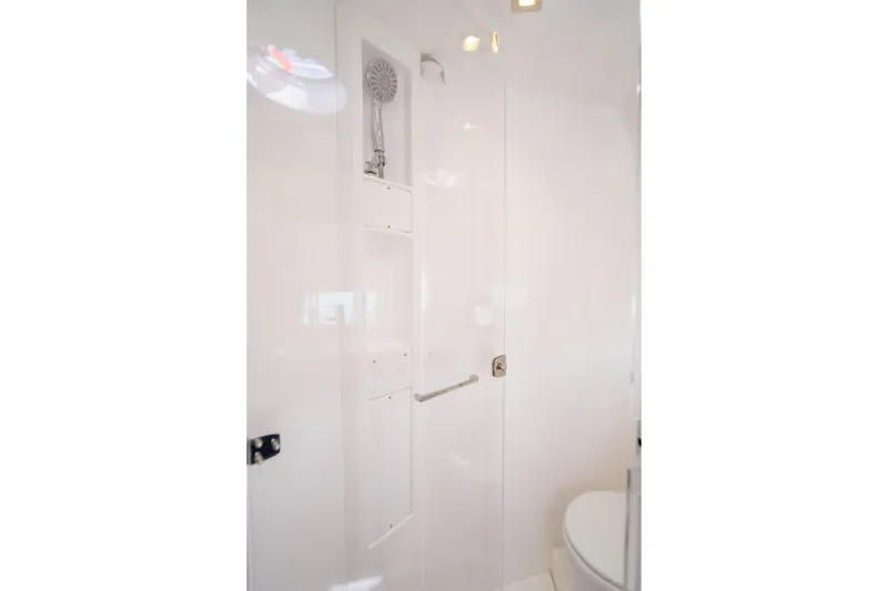 Slide: The Image of Modern bathroom interior in 2022 Schaefer 400 Sport yacht, featuring sleek shower design. - 70