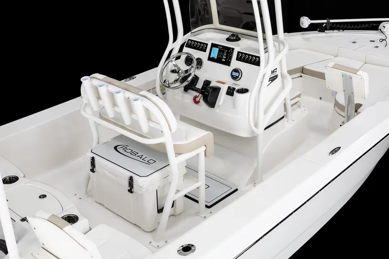 Slide: The Image of Manufacturer Provided Image: 2025 Robalo 206 Cayman boat interior with modern console and seating. - 6