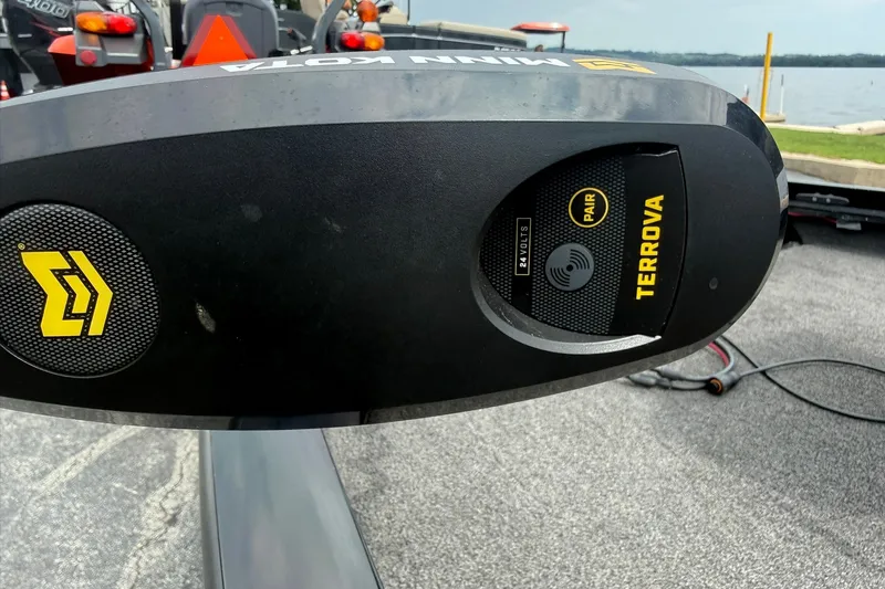 Slide: The Image of Close-up of Minn Kota Terrova trolling motor on 2014 Lowe Stinger 175 boat. - 16
