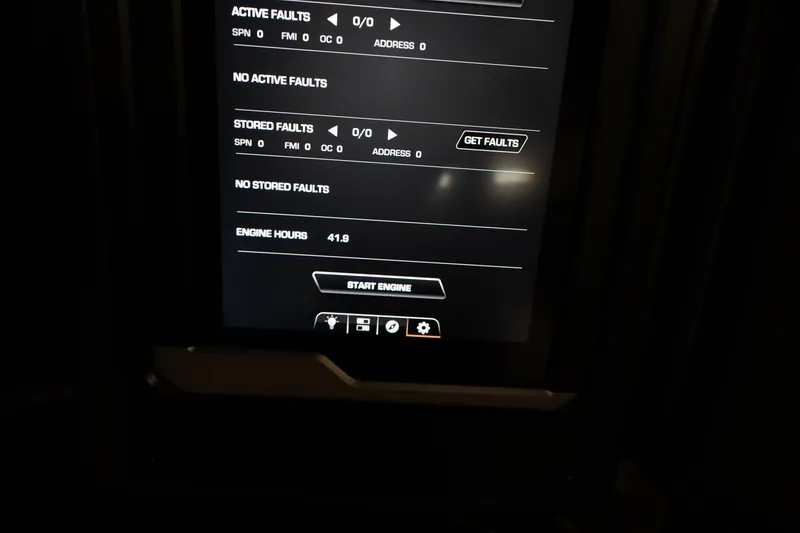 Slide: The Image of Dashboard display of 2024 Supra SA 450 showing engine hours and fault status. - 23
