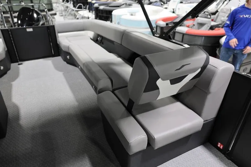 Slide: The Image of Luxurious seating on the 2026 Evotti 523QL OMNI boat, showcasing modern design and comfort. - 16