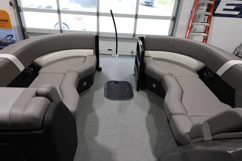 Slide: The Image of Luxurious interior of 2026 Evotti 523QL OMNI boat with plush seating and modern design. - 14
