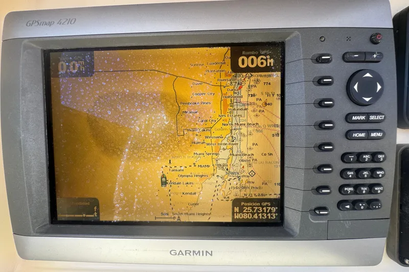 Slide: The Image of Garmin GPSmap 4210 displaying nautical chart on a 2008 Scout 282 Sportfish boat. - 38