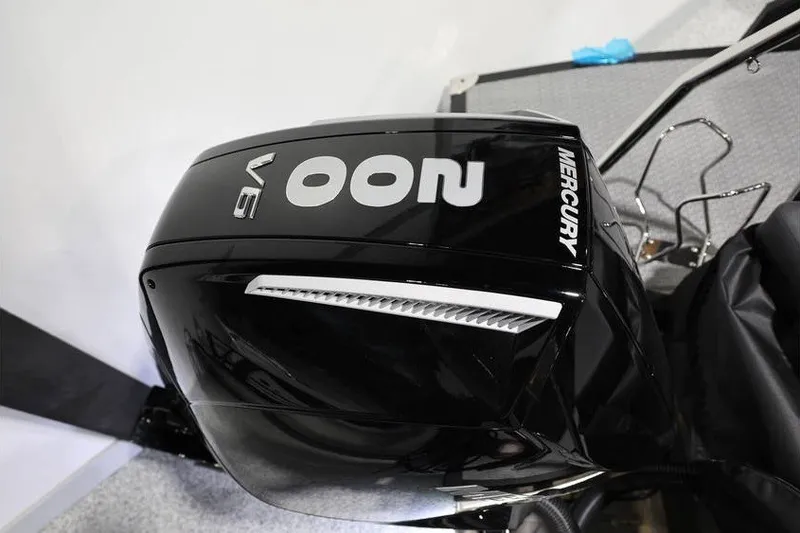 Slide: The Image of Black Mercury V6 outboard motor on Evotti 721QL, 2026 model. - 13