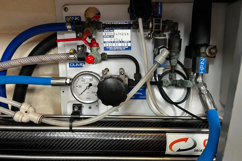 Slide: The Image of Water system components on a 1999 Oyster 53 Deck Saloon yacht. - 60