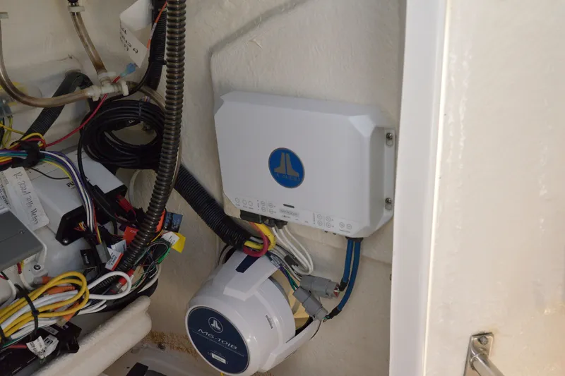 Slide: The Image of 2023 Robalo 246 Cayman boat wiring and electronic components setup. - 28