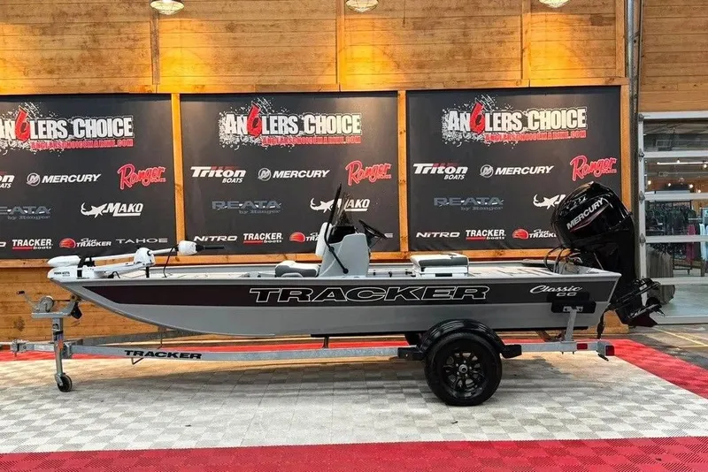 The Image of 2026 Tracker Bass Tracker Classic CC boat displayed at Anglers Choice event. - 1