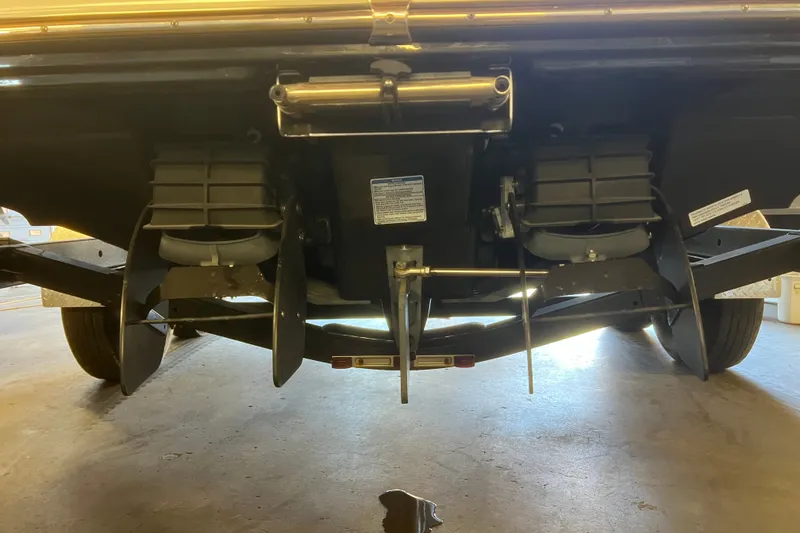 Slide: The Image of Rear view of a 2019 Yamaha Boats 212X, showcasing dual jet propulsion system. - 15