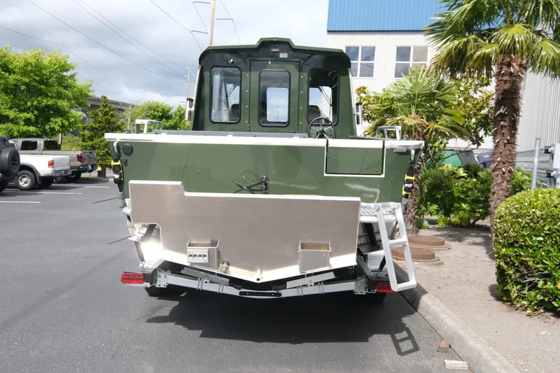Slide: The Image of 2026 Hewescraft 240 Ocean Pro ET Hardtop boat, rear view in parking lot. - 5
