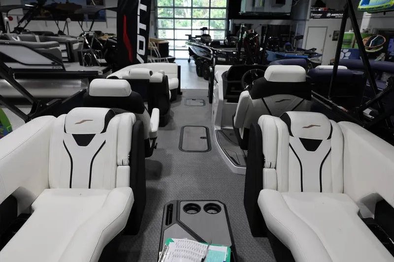 Slide: The Image of 2026 Evotti 723QL boat interior with luxurious white seating and modern design. - 25