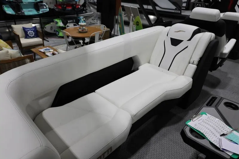 Slide: The Image of Luxurious white seating in a 2026 Evotti 723QL boat interior, showcasing modern design. - 24