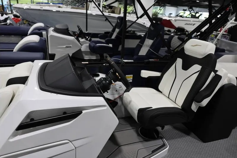 Slide: The Image of Luxury interior of 2026 Evotti 723QL boat with modern seating and steering console. - 17