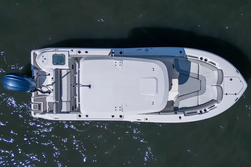 Slide: The Image of Top view of 2022 Sea Fox 248 Commander boat on water. - 16