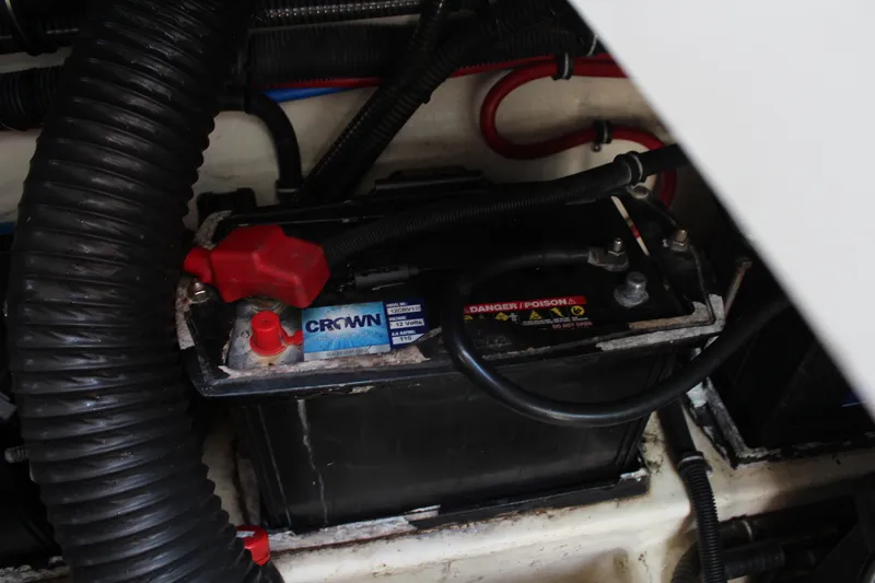 Slide: The Image of Battery compartment of a 2017 Formula 330 Crossover Bowrider boat. - 32