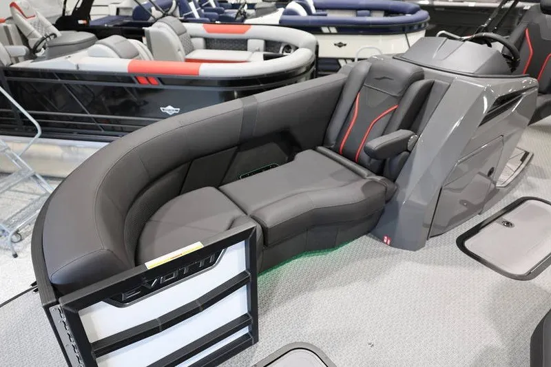 Slide: The Image of Luxurious Evotti 723CS boat interior, 2026 model, featuring sleek seating and modern design. - 9