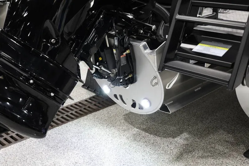 Slide: The Image of Close-up of 2026 Evotti 723CS boat engine and propeller system. - 23