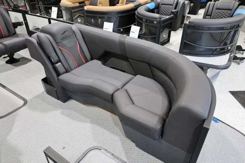 Slide: The Image of Luxurious Evotti 723CS 2026 boat seating with sleek gray upholstery and modern design. - 8