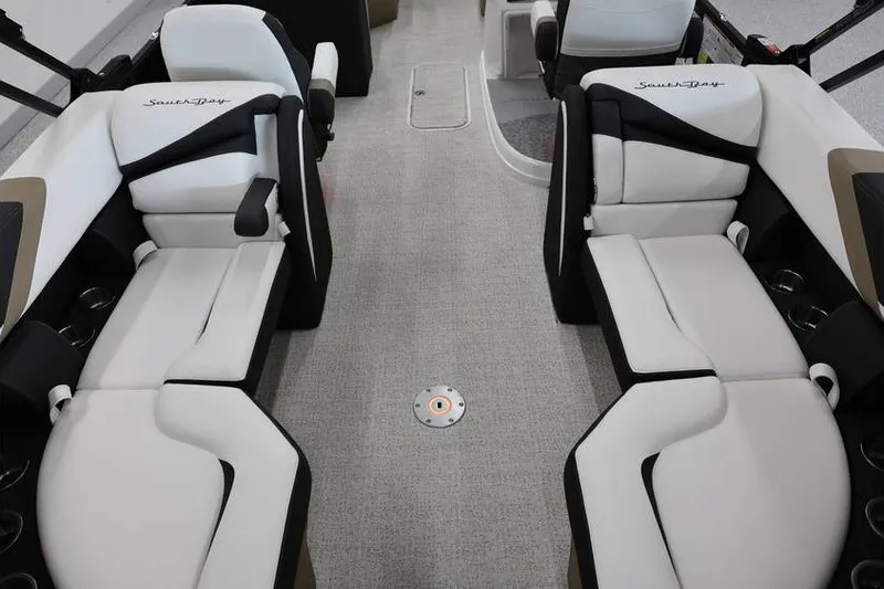 Slide: The Image of Luxurious interior of 2026 South Bay 224 RS Tritoon with plush seating and modern design. - 12