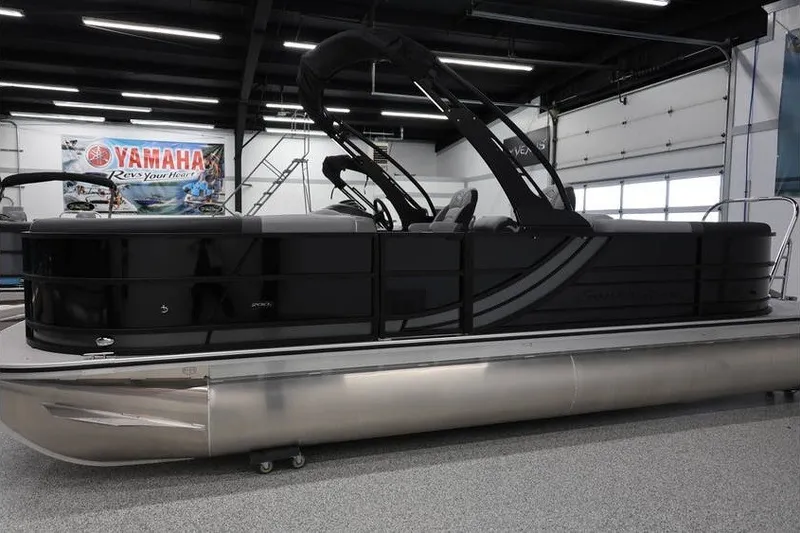 Slide: The Image of 2026 South Bay 224 RS 2.75 Hybrid Arch pontoon boat in showroom. - 5