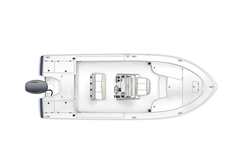 Slide: The Image of Manufacturer Provided Image: Top view of a 2022 Robalo 226 Cayman boat with outboard motor. - 10