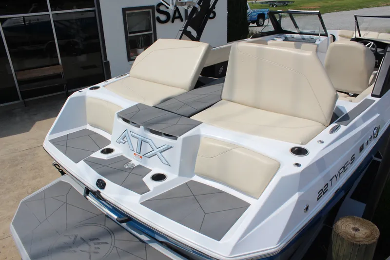 Slide: The Image of 2022 ATX Surf Boats 22 Type-S with sleek seating and modern design. - 2