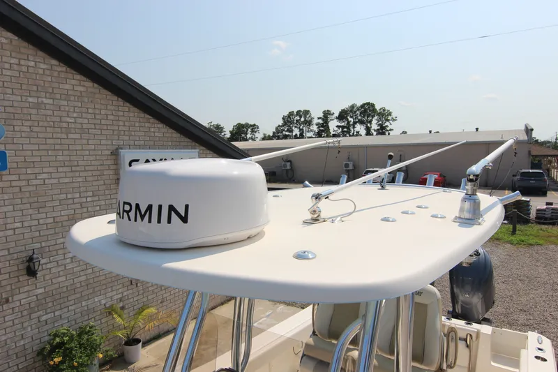 Slide: The Image of 2024 Bulls Bay 255 Center Console boat with Garmin radar on top. - 35