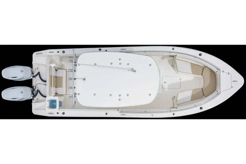Slide: The Image of Manufacturer Provided Image: 2025 Bulls Bay 255 Center Console boat, top view, dual engines, spacious deck layout. - 37