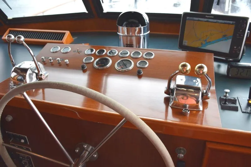 Slide: The Image of Attractive pilothouse helm with teak console - 34