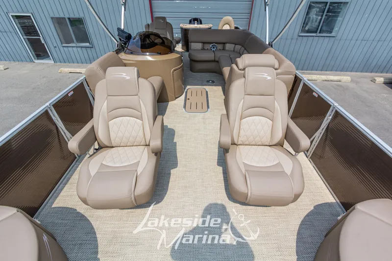 Slide: The Image of 2017 Bennington 22 GFS pontoon boat interior with luxurious seating at Lakeside Marina. - 14